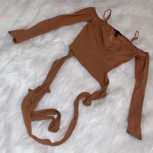 Forever 21 wrap shoulder cut out long sleeve top